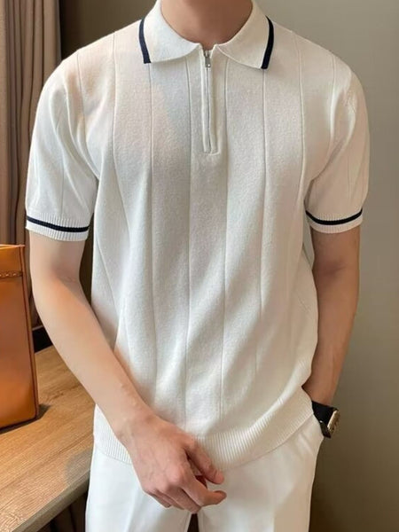 Men's Plus Size Quarter Zip Short Sleeve Polo - Opulent Empire