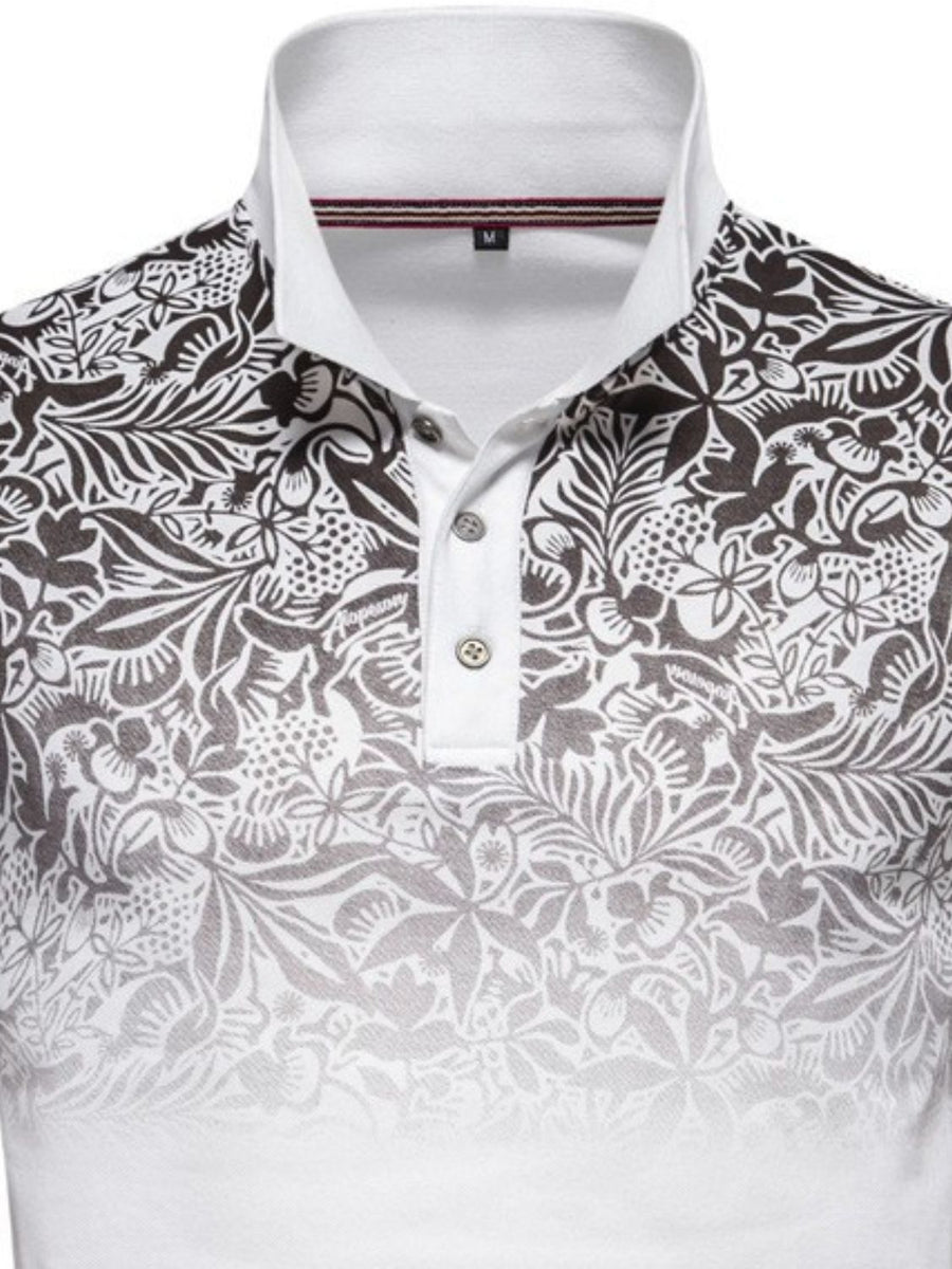 Men's Printed Collared Neck Short Sleeve Polo - Opulent Empire