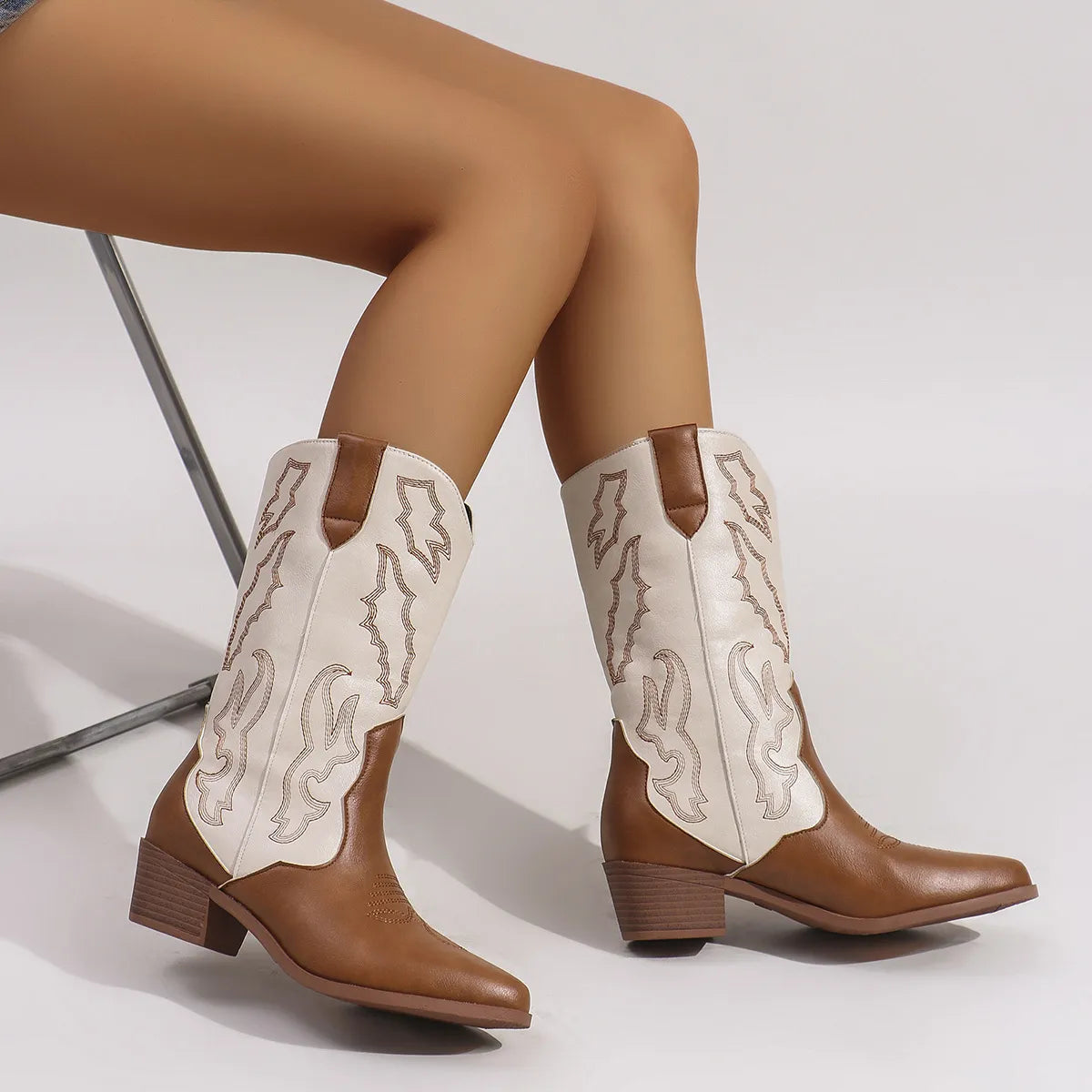Emery Bellini — Point Toe Block Heels Boots Fashion Footwear, alternate view 5