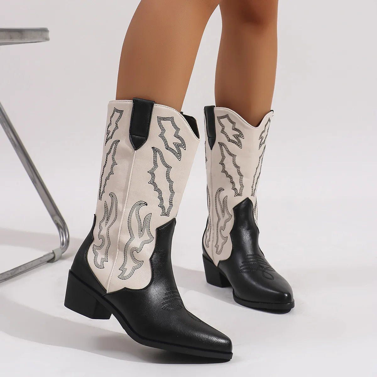 Emery Bellini — Point Toe Block Heels Boots Fashion Footwear, alternate view 4
