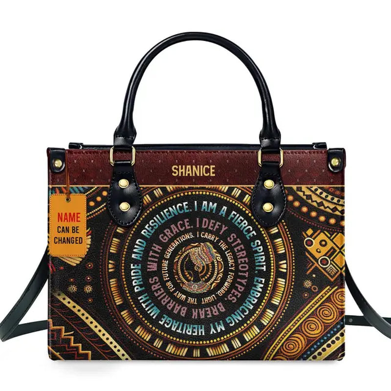 Luxury African Girl Print Leather Top-Handle Tote Handbag for Women