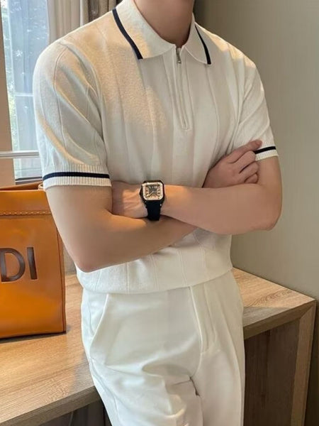 Men's Plus Size Quarter Zip Short Sleeve Polo - Opulent Empire