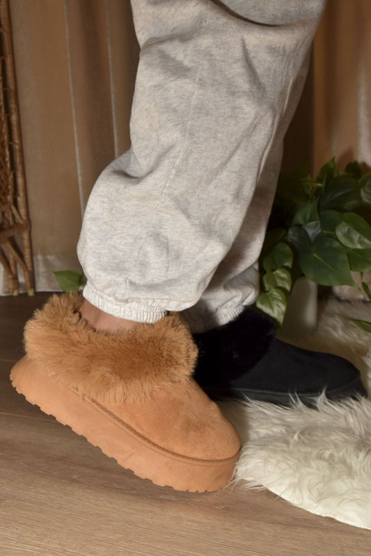 WILD DIVA Faux-Fur Platform Slip On Booties - Opulent Empire