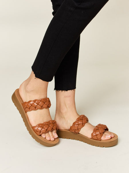WILD DIVA Woven Dual Band Platform Sandals - Opulent Empire