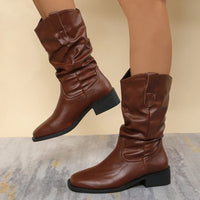 Reese Marino — Pleated Pull-On Western Cowboy Boots Fashion Footwear