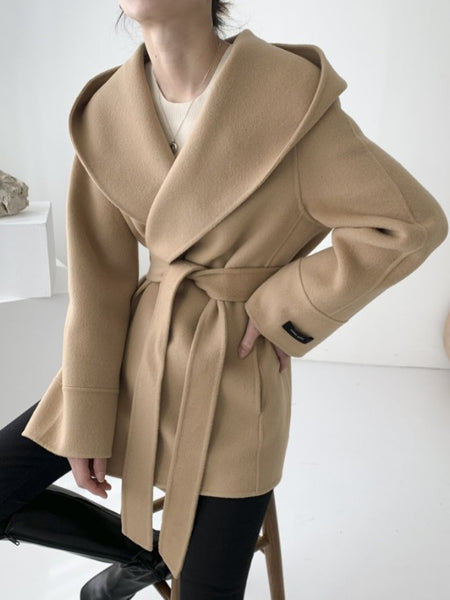 Felicia™ | Cardigan Hooded Mid-Length Woolen Coat