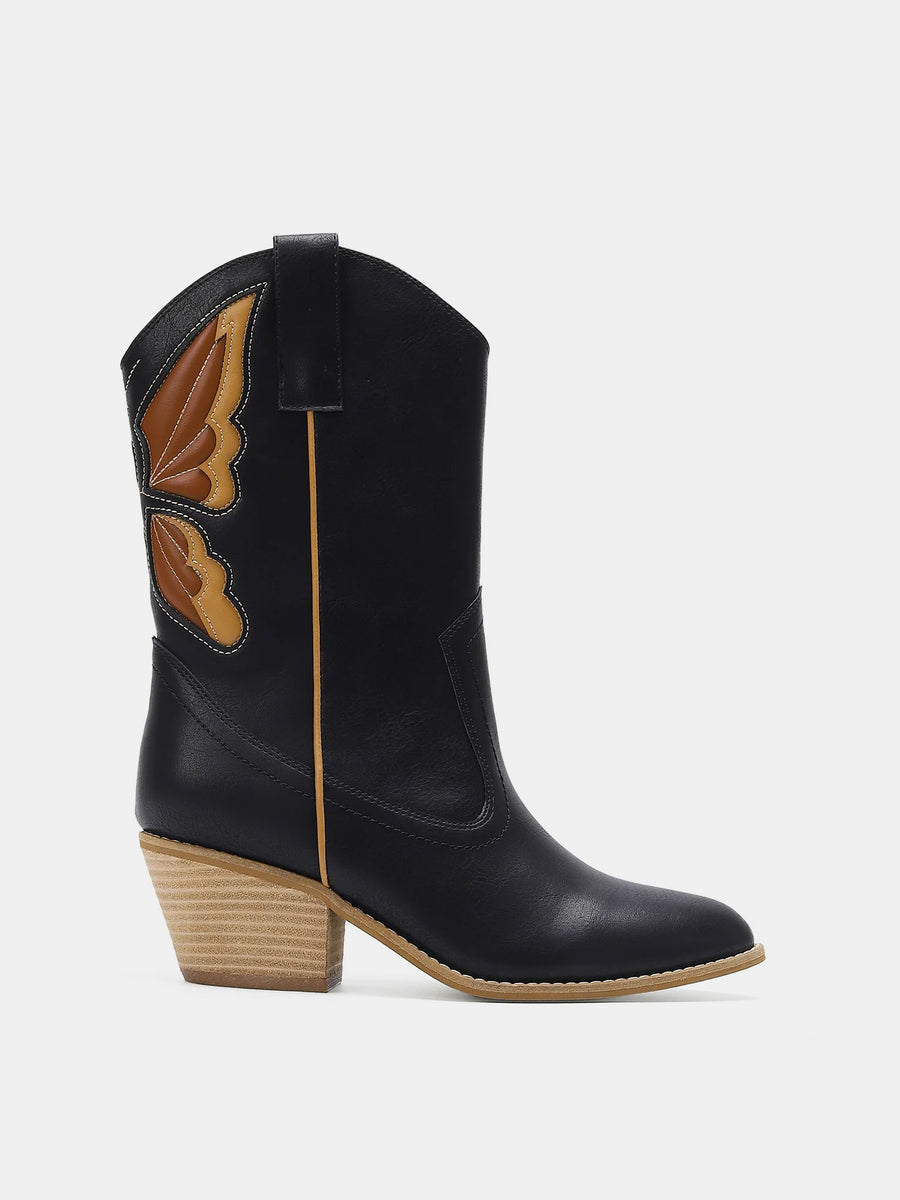 Beast Fashion Butterfly Cut Detail Point Toe Boots - Opulent Empire