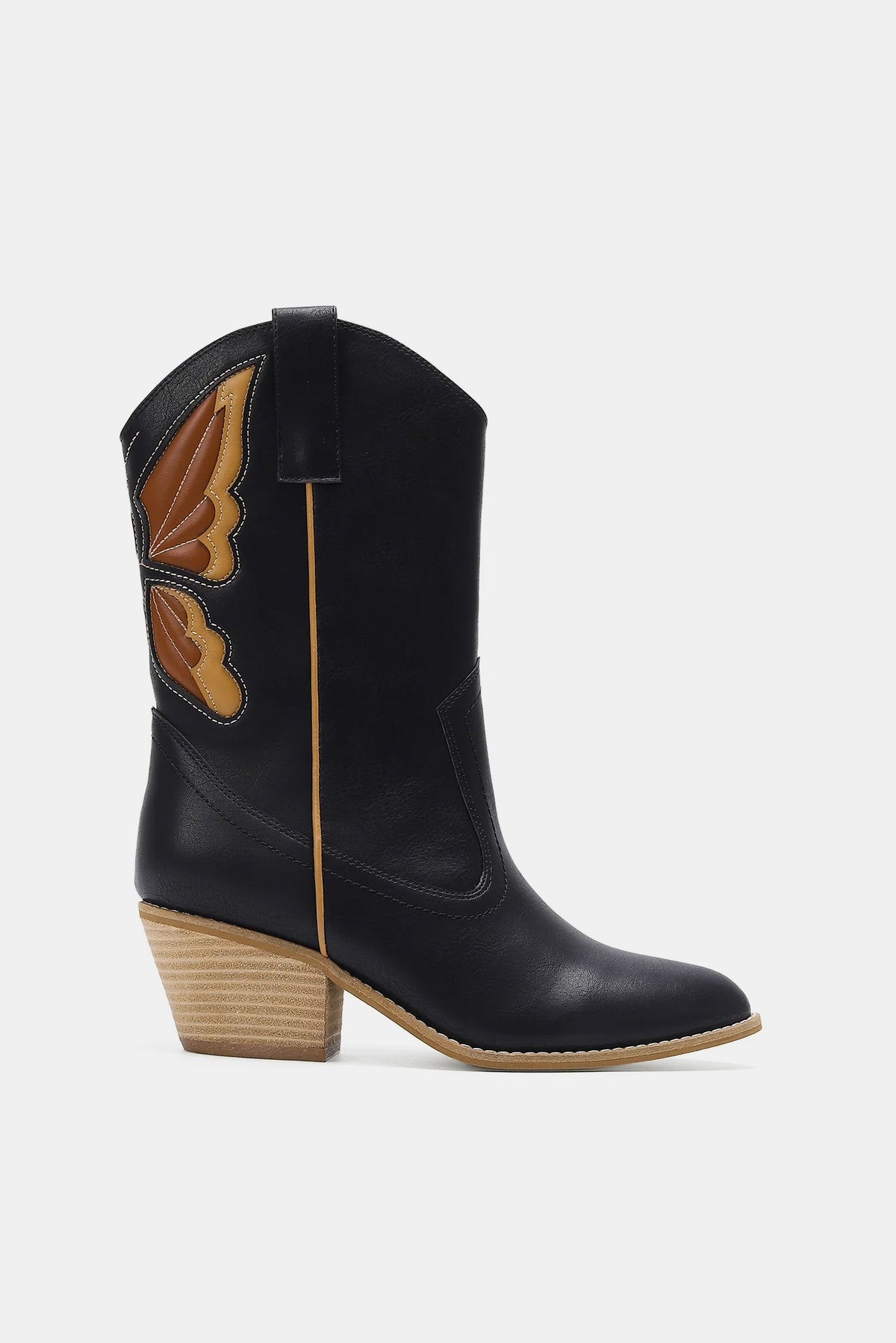 Arden Montclair — Beast Fashion Butterfly Cut Detail Point Toe Boots Black Fashion Footwear, alternate view 4
