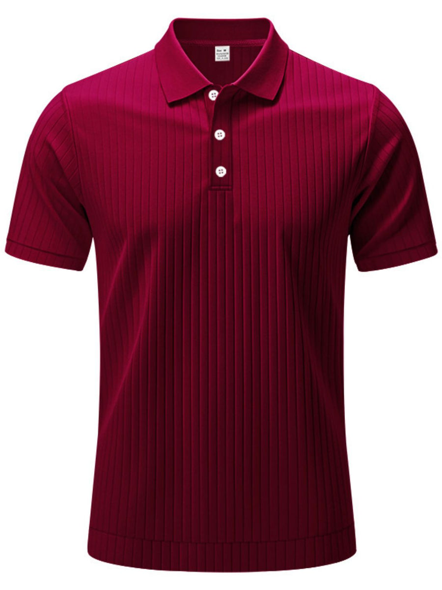Men's Full Size Ribbed Short Sleeve Polo Plus Size - Opulent Empire