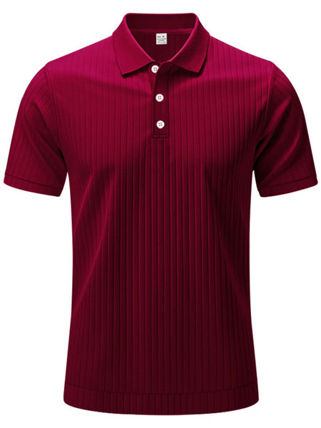 Men's Full Size Ribbed Short Sleeve Polo Plus Size - Opulent Empire
