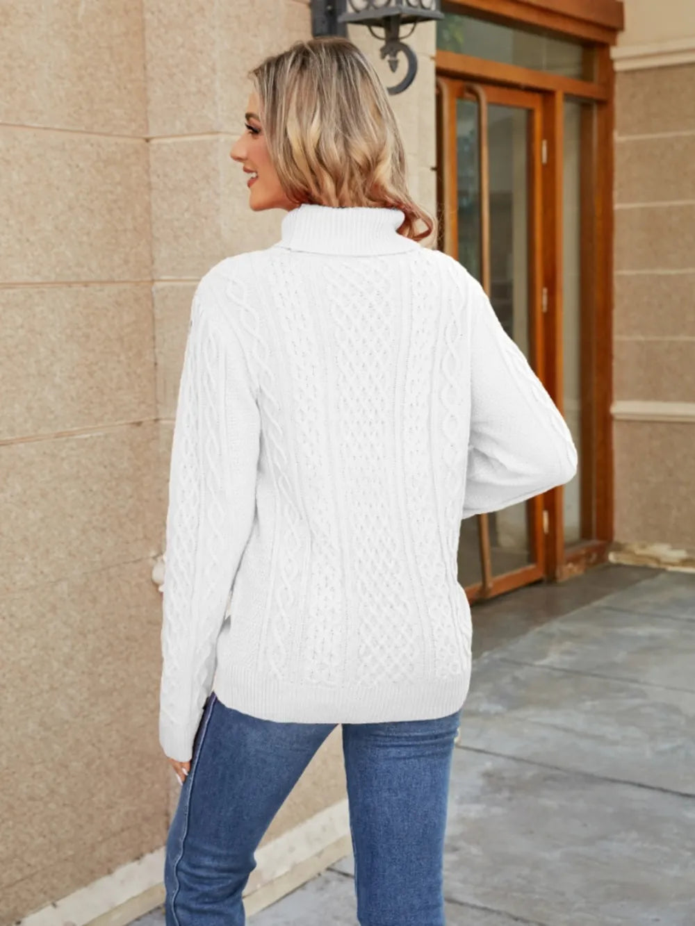 Blaise Valmont — Cable-Knit Mock Neck Sweater, alternate view 6