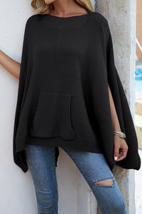 Hollis Versailles — Waffle-Knit Pocketed Cape Sleeve Sweater