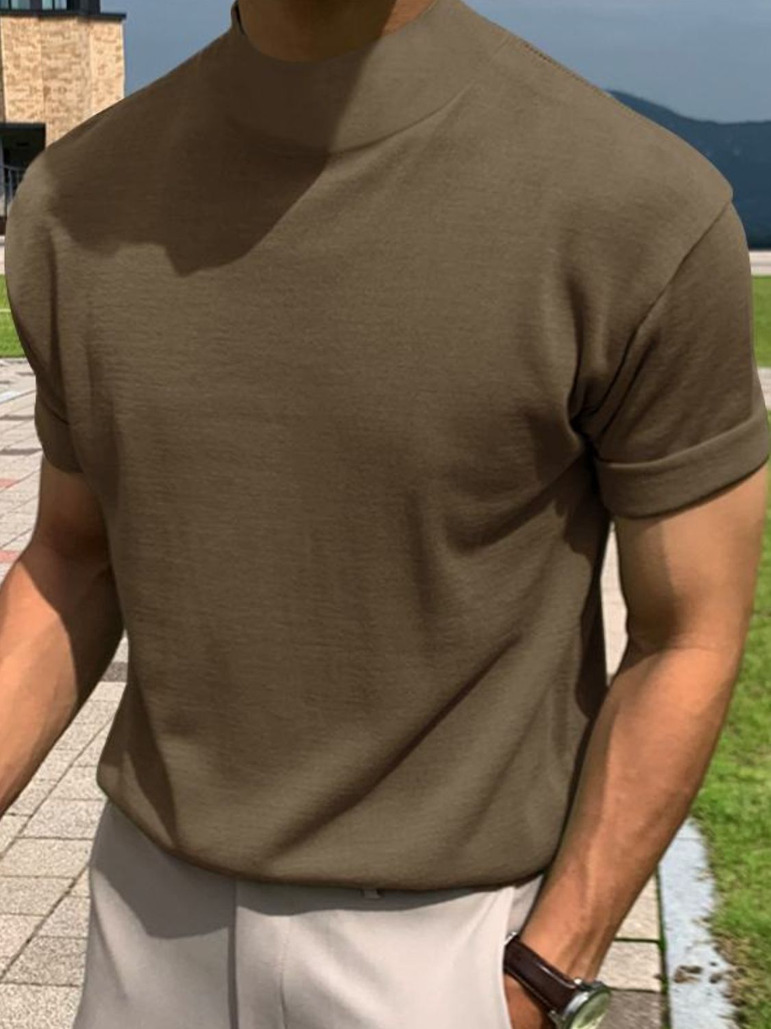 Fabian — Men's Full Size Mock Neck Short Sleeve T-Shirt Plus Size, alternate view 4