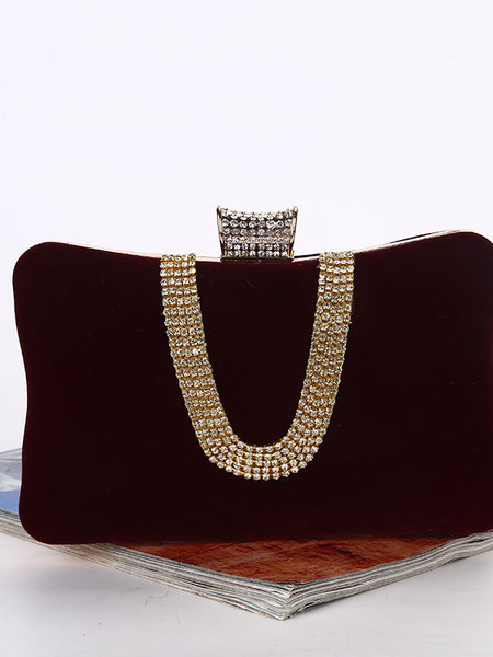 Emery Suede U-Shaped Diamond Clutch