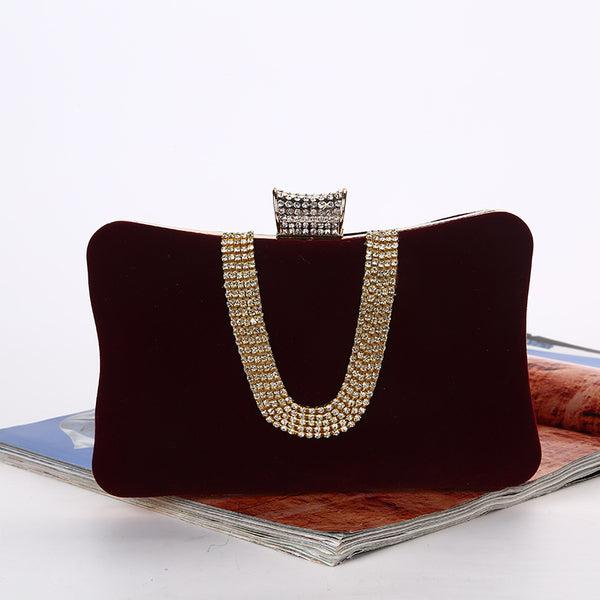 Emery Suede U-Shaped Diamond Clutch