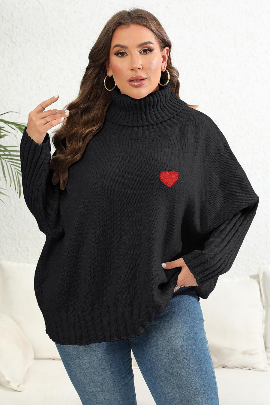 Winter Moreau — Plus Size Turtle Neck Long Sleeve Sweater