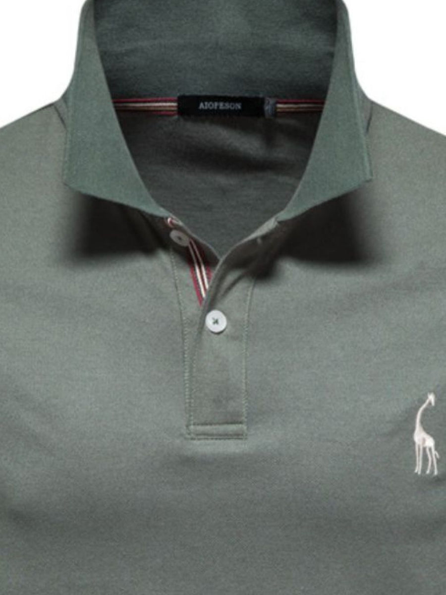 Men's Giraffe Embroidered Short Sleeve Polo - Opulent Empire