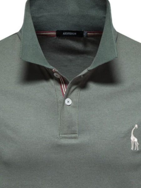 Men's Giraffe Embroidered Short Sleeve Polo - Opulent Empire