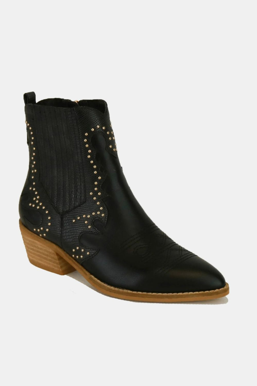 Sol Laurent — Beast Fashion Studded Detail Point Toe Boots Black Fashion Footwear