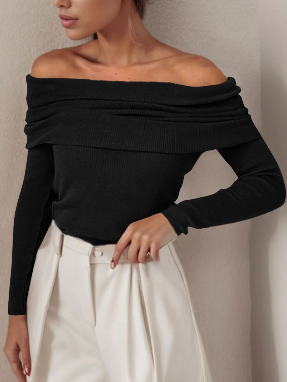 Lior Rousseau — Off-Shoulder Long Sleeve Sweater, alternate view 10
