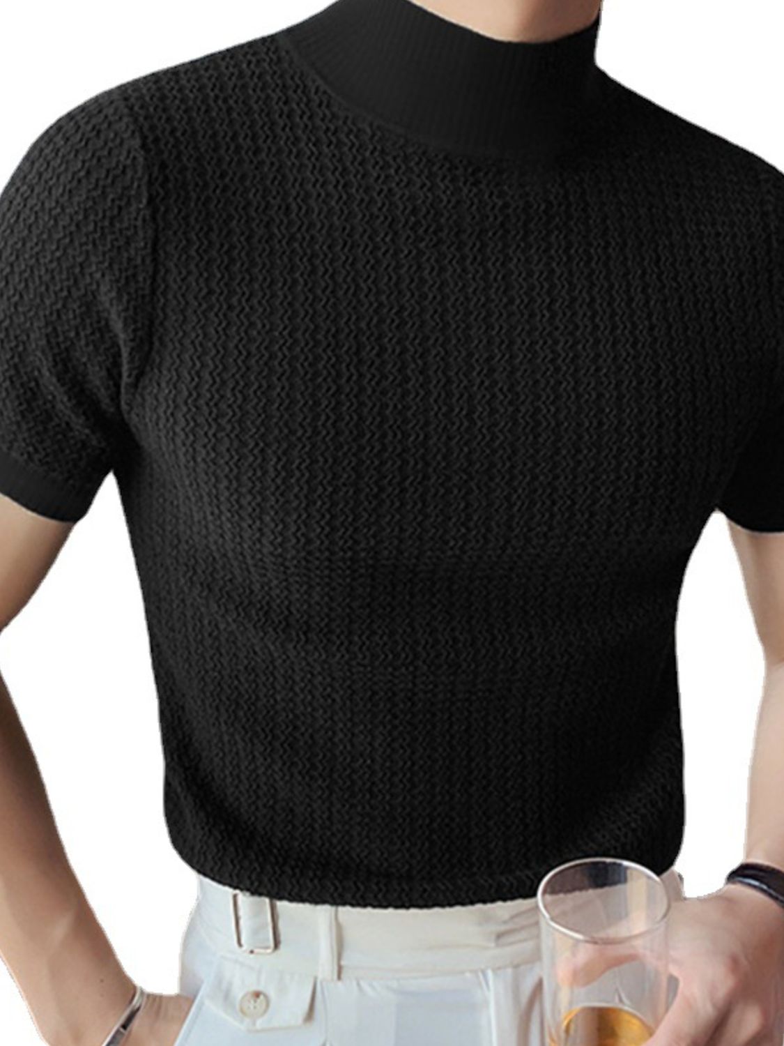 Gabriel Beaumont — Men's Full Size Mock Neck Short Sleeve T-Shirt Plus Size, alternate view 5
