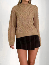 Lior Rivière — Perfee Openwork Round Neck Long Sleeve Sweater