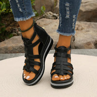 Reese Sorrento — Cutout Rhinestone Trim Wedge Sandals Fashion Footwear, alternate view 3
