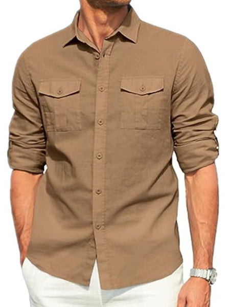 Men's Plus Size Button Down Collared Neck Long Sleeve Shirt - Opulent Empire