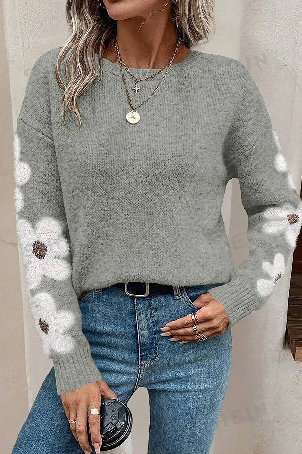 Harbor Rivière — Flower Round Neck Long Sleeve Sweater, alternate view 16