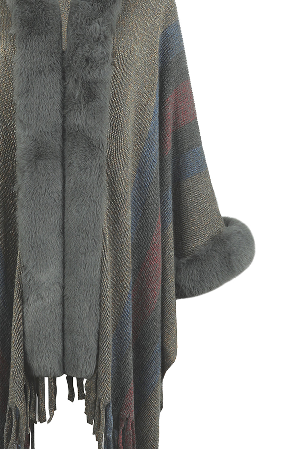 Fable Versailles — Color Block Fringe Detail Poncho, alternate view 11