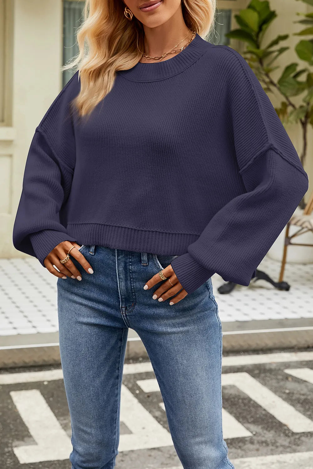 Bellamy Fontaine — Round Neck Dropped Shoulder Sweater, alternate view 8