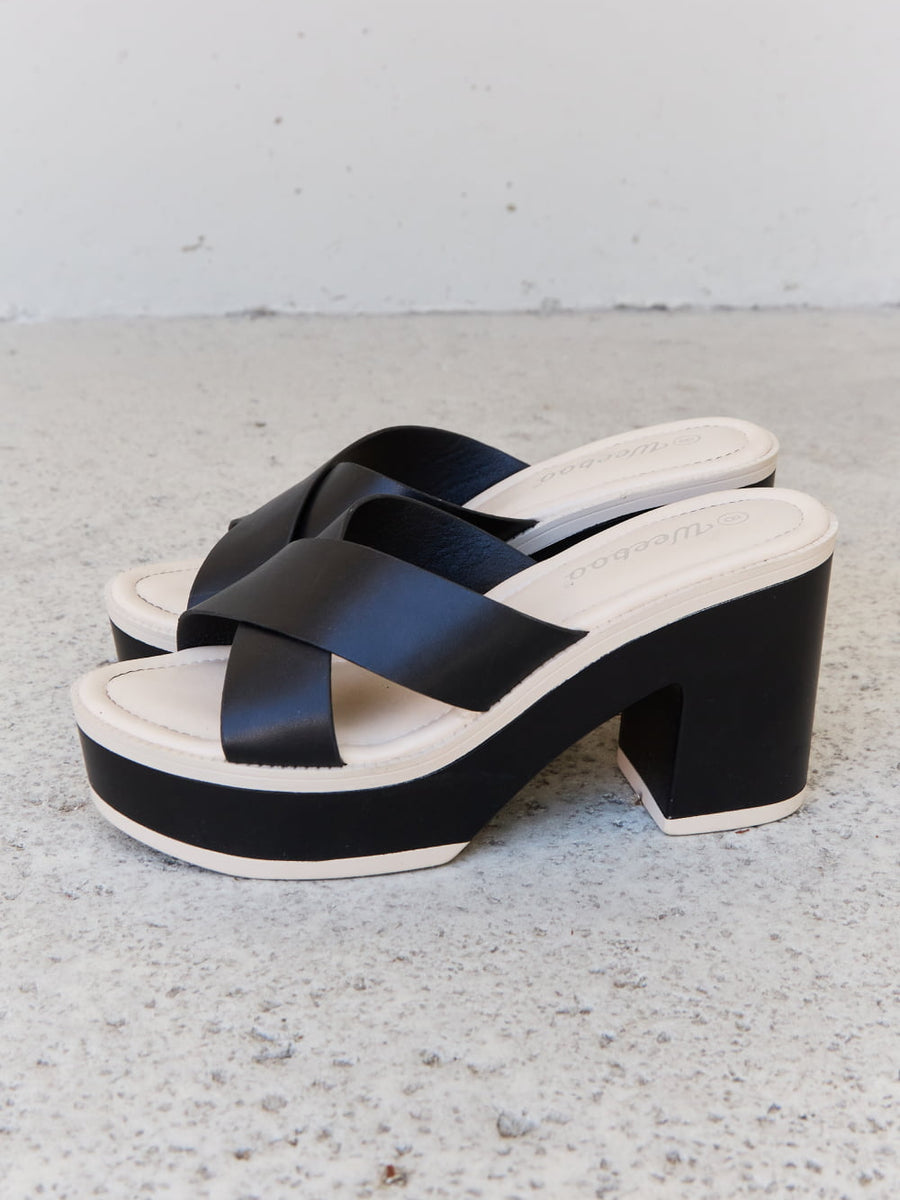 Weeboo Cherish The Moments Contrast Platform Sandals in Black - Opulent Empire