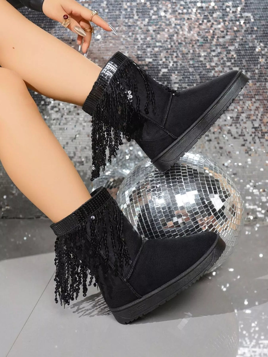 Dove Marino — Sequin Fringe Suede Winter Boots Fashion Footwear, alternate view 2