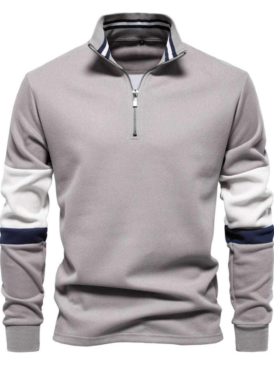 Men's Color Block Long Sleeve Polo - Opulent Empire