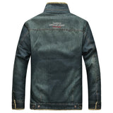 Men's Denim Jacket with Velvet Lining and Fur Collar, Slim Fit Outerwear