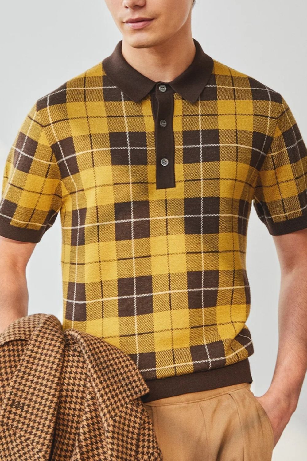 Raphael — Men's Plus Size Plaid Short Sleeve Polo Plaid Men's Tailored Shorts