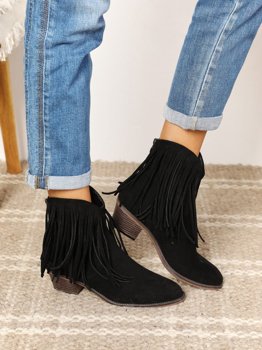 Legend Women's Fringe Cowboy Western Ankle Boots - Opulent Empire