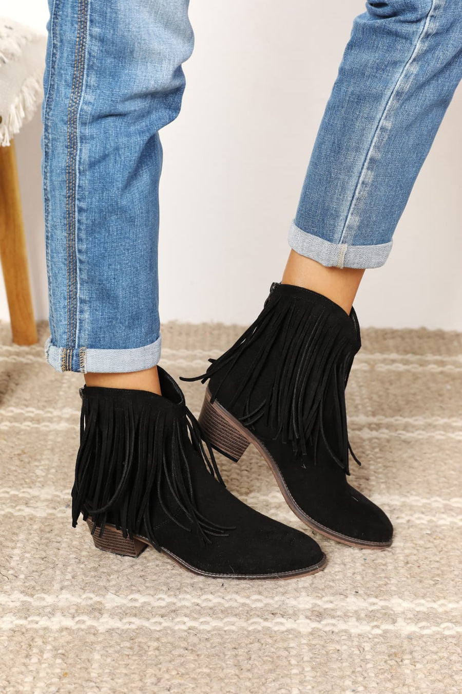 Inez Montclair — Legend Women's Fringe Cowboy Western Ankle Boots Black Women's Fashion Footwear
