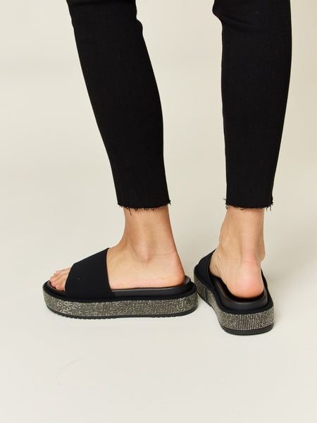 Forever Link Open Toe Rhinestone Platform Sandals - Opulent Empire