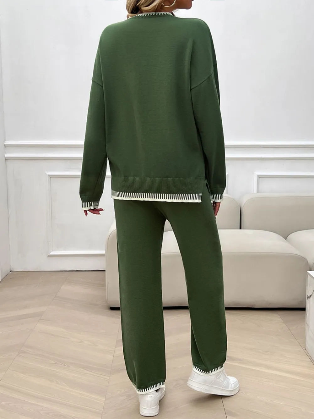 Marlowe Valmont — Devine Round Neck Dropped Shoulder Top and Pants Sweater Set, alternate view 14