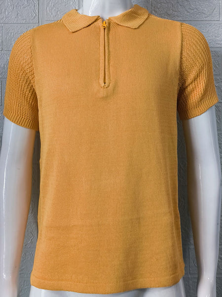 Men's Collared Neck Quarter Zip Knit Polo - Opulent Empire