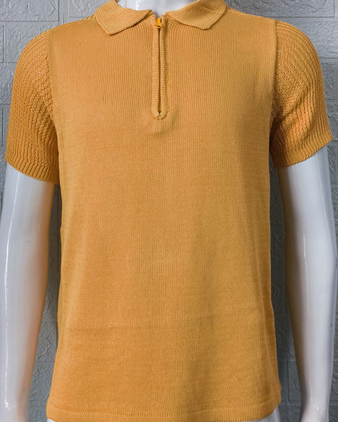 Men's Collared Neck Quarter Zip Knit Polo - Opulent Empire