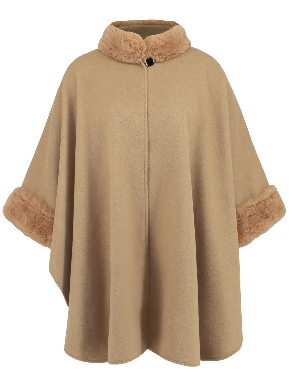 Quinn Versailles — Fuzzy Trim Long Sleeve Poncho, alternate view 5