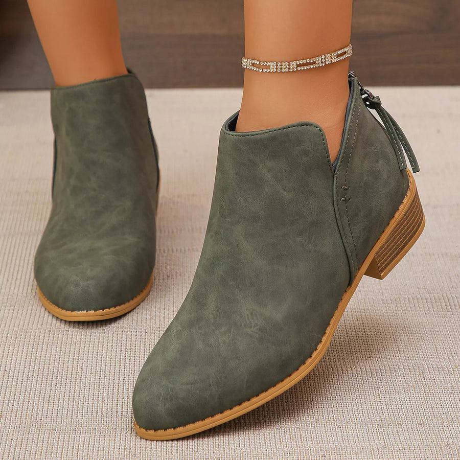 Indigo Marino — Point Toe Block Heels Boots Fashion Footwear, alternate view 2