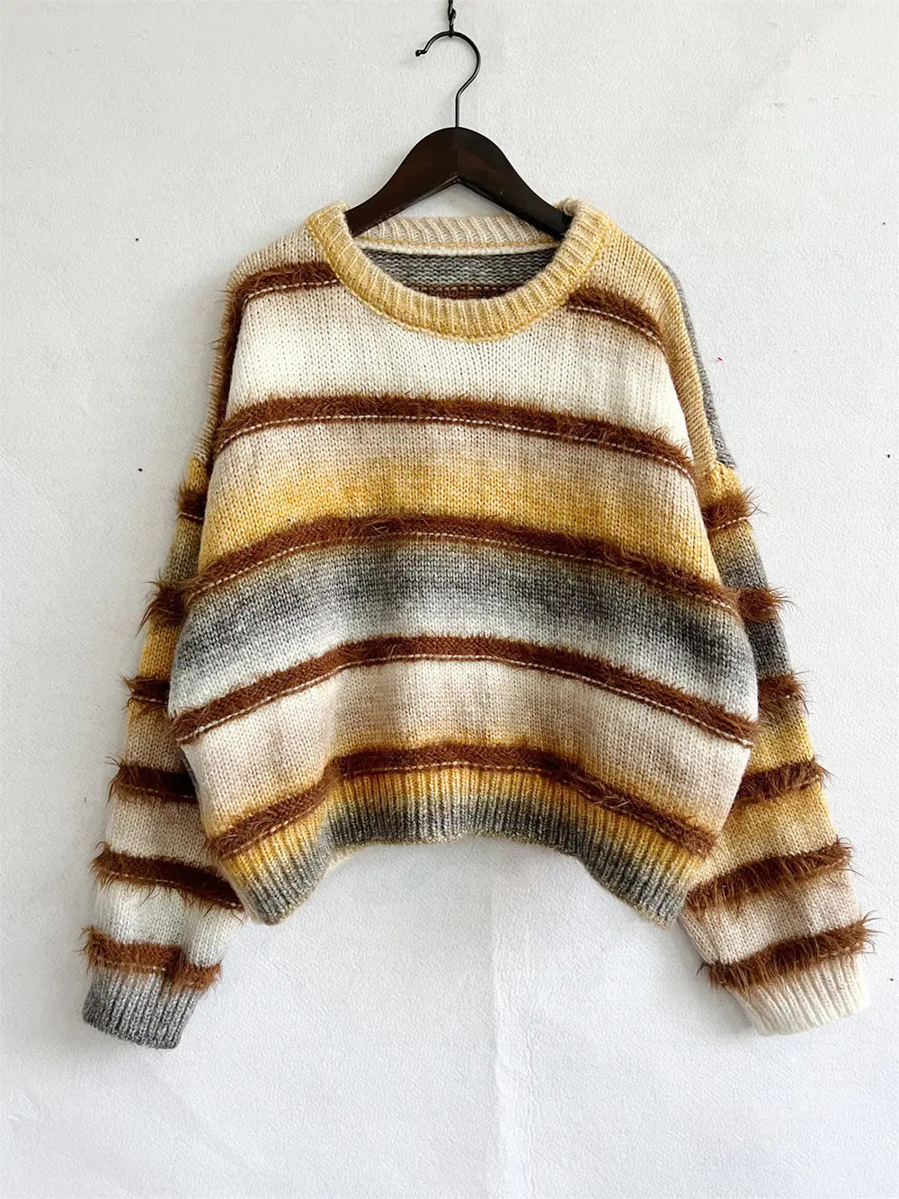 True Rivière — Striped Round Neck Long Sleeve Sweater, alternate view 7