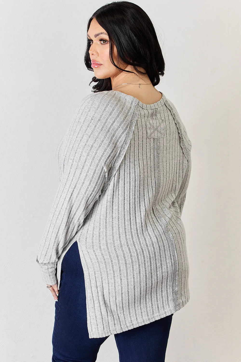Cove Bellamy — Basic Bae Full Size Ribbed Round Neck Slit T-Shirt, alternate view 7