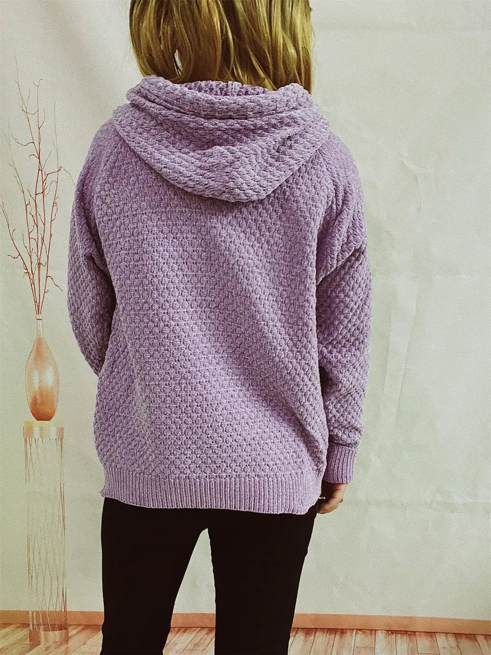 Fable Delacroix — Drawstring Long Sleeve Hooded Sweater, alternate view 10