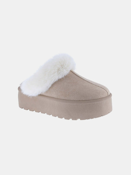 Weeboo Thick Bottom Fur Trim Snow Slippers - Opulent Empire