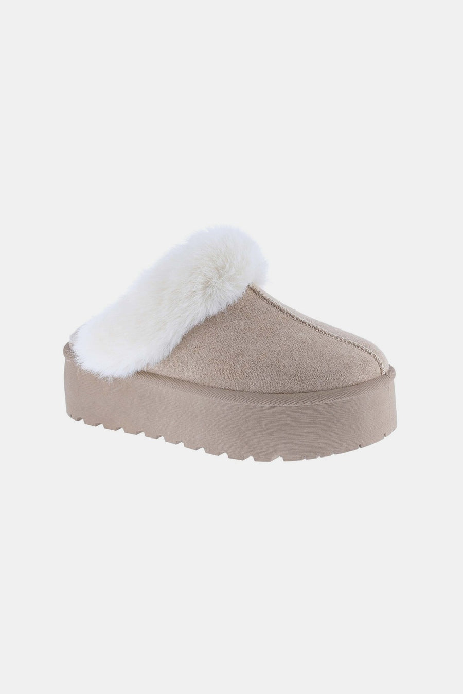 Finley Beaumont — Weeboo Thick Bottom Fur Trim Snow Slippers Taupe Fashion Footwear, alternate view 2