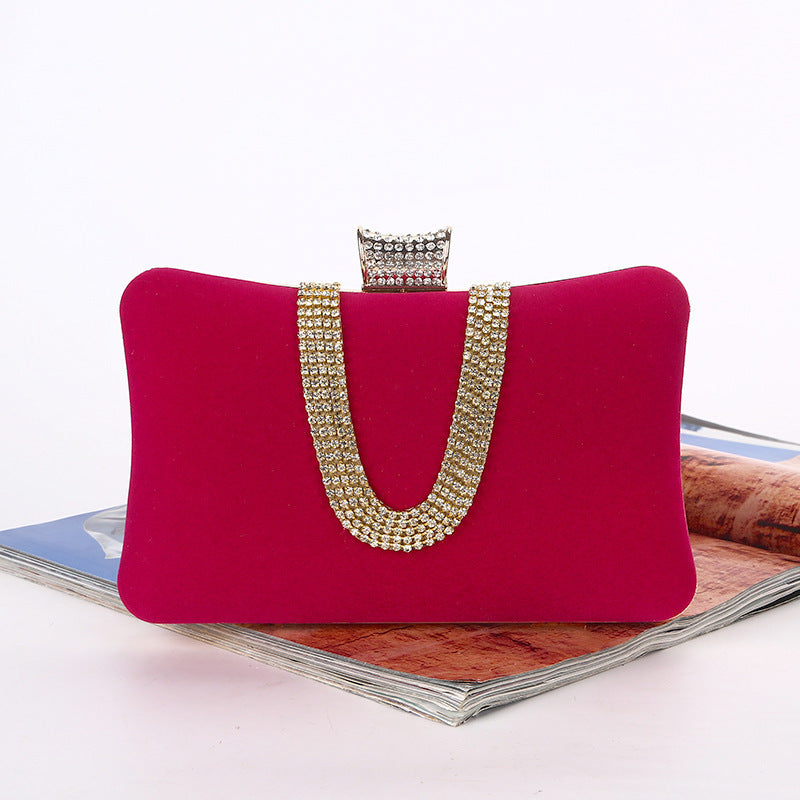 Emery Suede U-Shaped Diamond Clutch